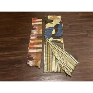 2 - Adrienne Vittadini Scarfs Brown-stripe 100% Silk Orange Is Linen/silk